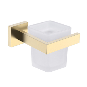 Wandmontierter Badezimmer-Zahnputzbecherhalter aus gebürstetem Gold