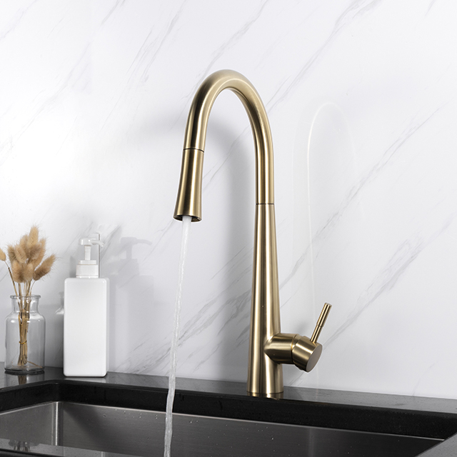 Küchenarmatur mit Edelstahlbürste goldfarben