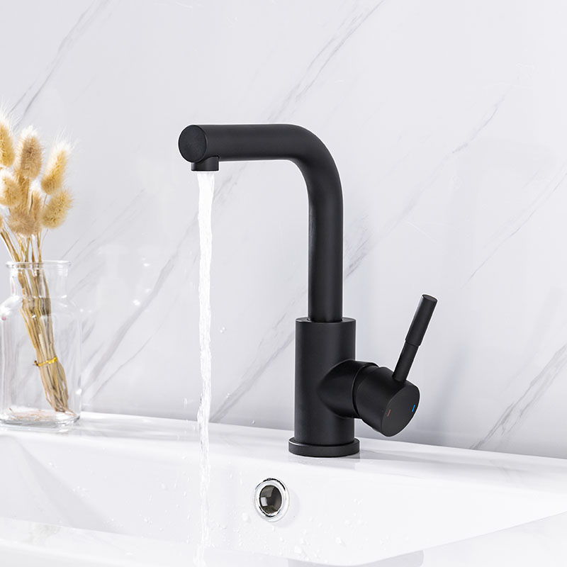 Edelstahl Single Griff Matte schwarze Nassstange Waschbecken Wasserhahn