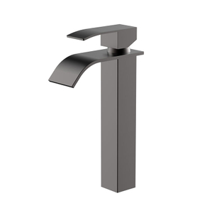 SUS304 Gun Metal Badezimmer hohes Gefäß Schüssel Wasserfall Waschbecken Wasserhahn